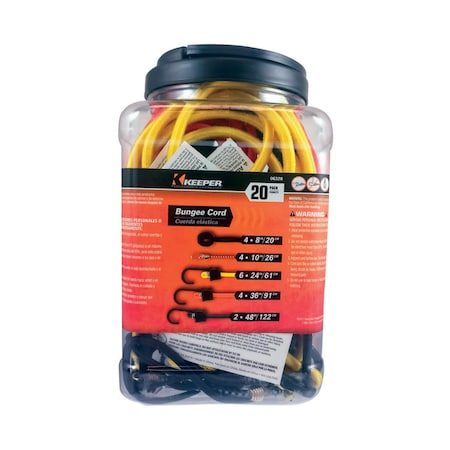 Keeper Keeper Assorted Bungee Cord Set 8 in. L X 0.315 in. 20 pk 6328